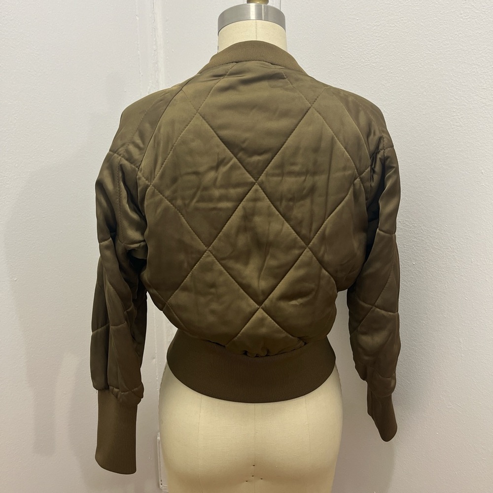 Zara Woman Quilted Jacket in Khaki and Orange - Picture 6 of 8